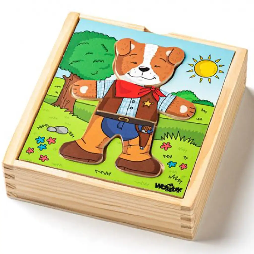 Öltöztethető kutyus fa puzzle 18db-os - Woodyland kép 1