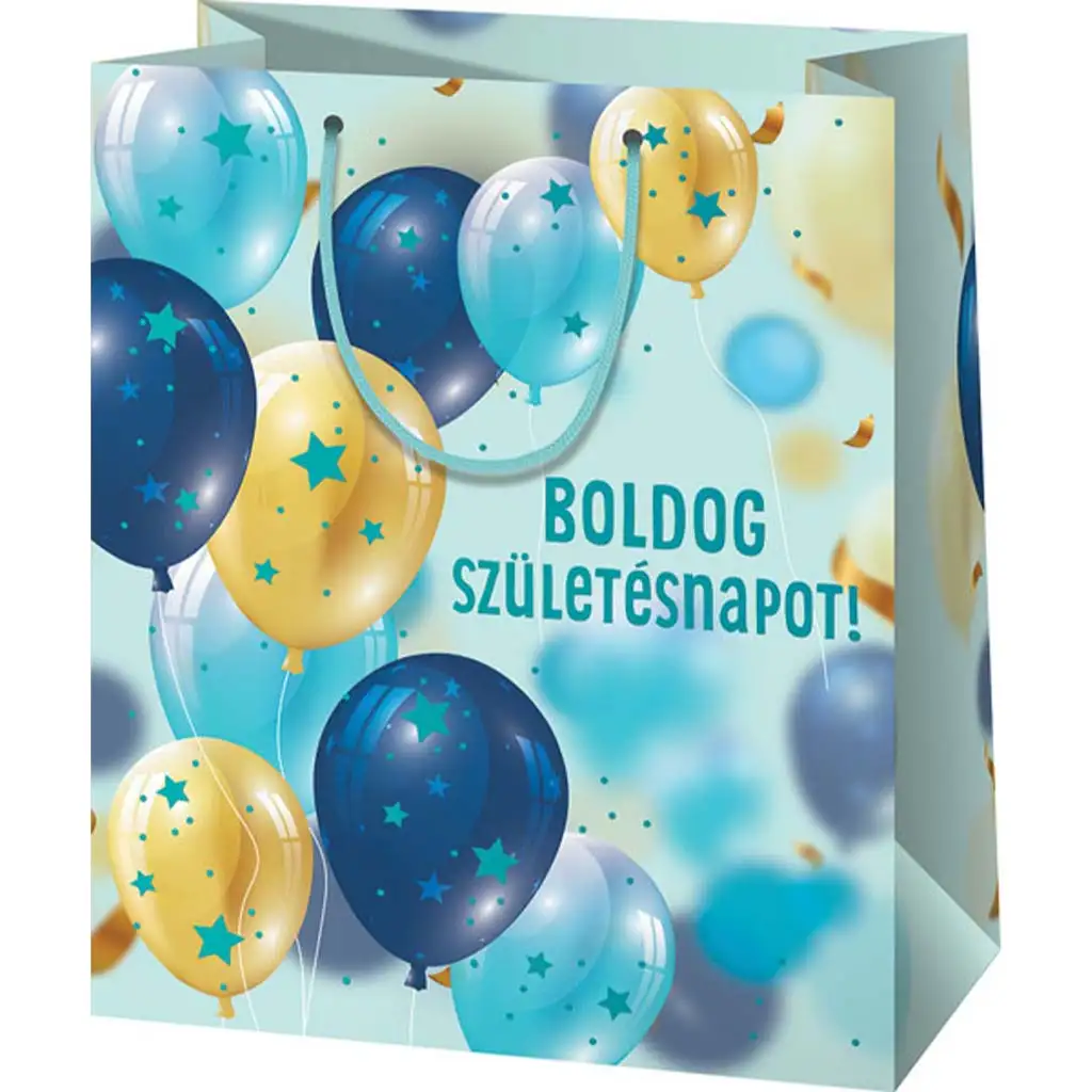 Boldog Születésnapot! lufi mintás óriás méretű exkluzív ajándéktáska 33x15x44cm kép 1