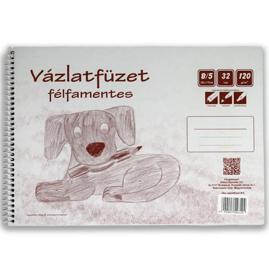 Félfamnetes spirálos vázlatfüzet B/5 32 lapos, 120g kép 1