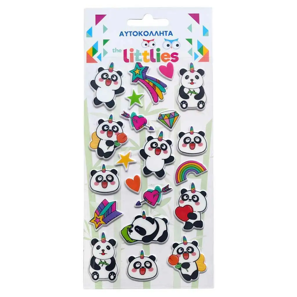 The Littlies: Panda macis 3D pufi matrica szett 10x22cm-es íven kép 1
