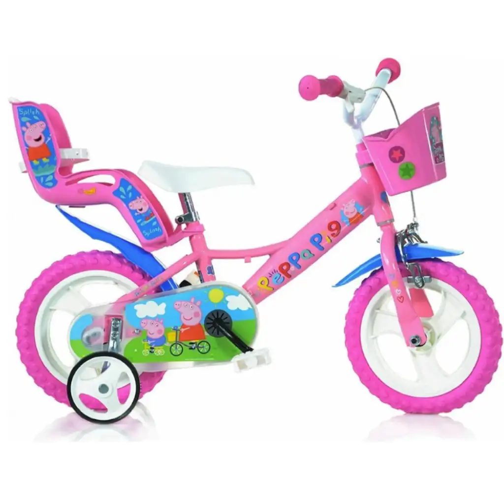 Peppa Malac rózsaszín gyerek bicikli 12-es méretben - Dino Bikes kerékpár kép 1