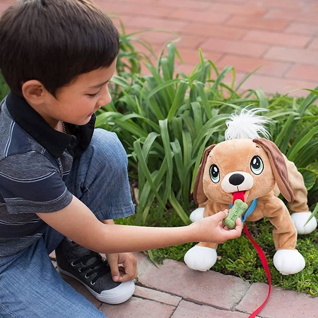 Peppy Pups: Barna plüss kutya pórázzal 28cm kép 2