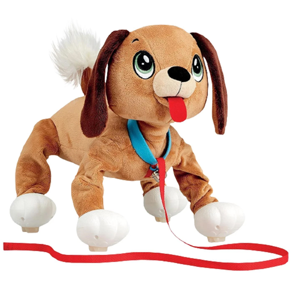 Peppy Pups: Barna plüss kutya pórázzal 28cm kép 1