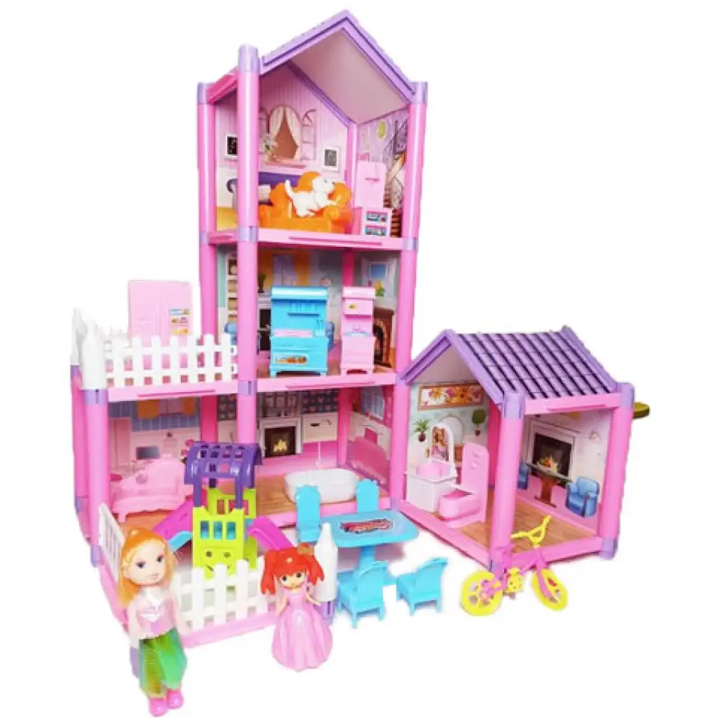 Pink emeletes babaház játékszett kép 1