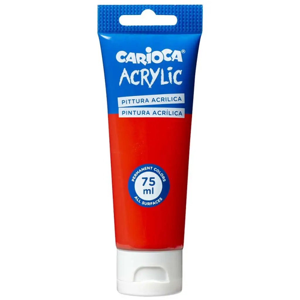 Acrylic 75ml-s akril festék piros színben - Carioca kép 1