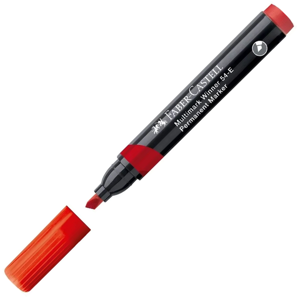 Faber-Castell: Permanent Marker piros alkoholos filctoll vágott heggyel kép 1
