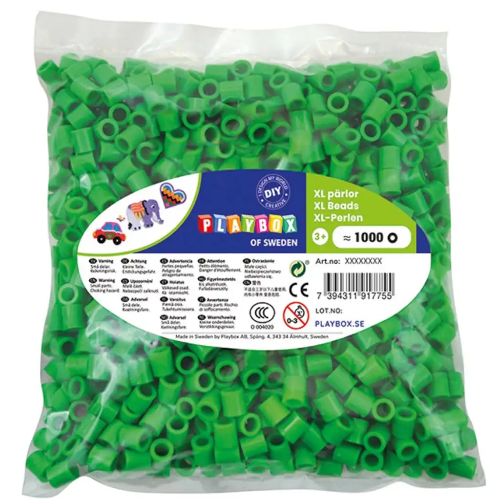 PlayBox: 9mm-es XL MAXI vasalható gyöngy 1000db-os csomag zöld színben kép 1