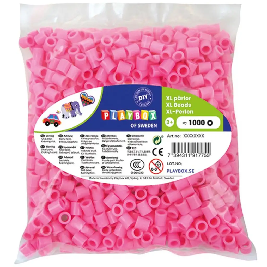 PlayBox: 9mm-es XL MAXI vasalható gyöngy 1000db-os csomag rózsaszín színben kép 1