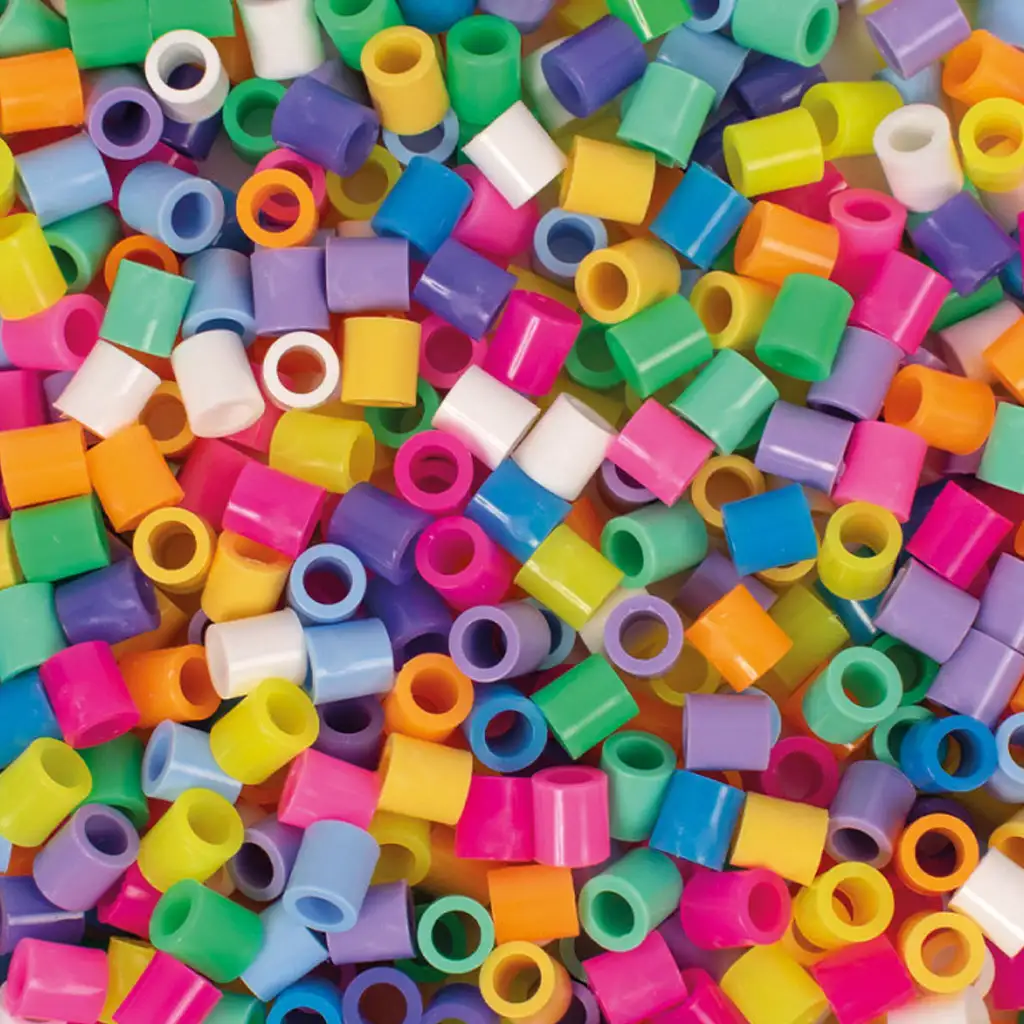 PlayBox: 9mm-es XL MAXI pasztell és neon színű vasalható gyöngyök vödörben 1400db-os csomag kép 2