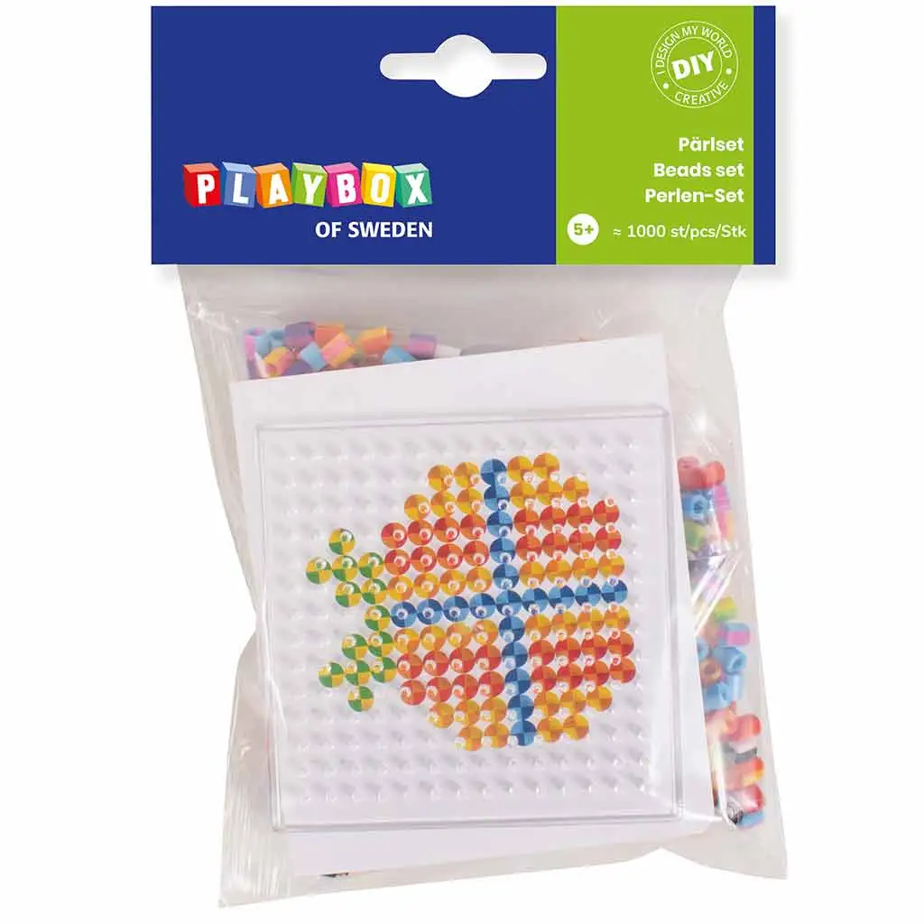 PlayBox: 5mm-es MIDI vasalható gyöngyök - Csíkos darabok 1000db-os csomag kép 1