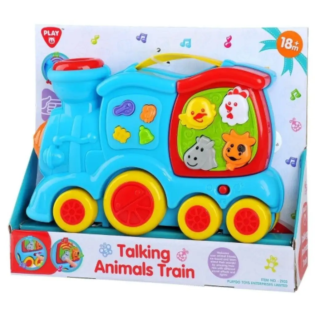 Playgo: Vidám állatos baby vonat hanggal és zenével kép 1