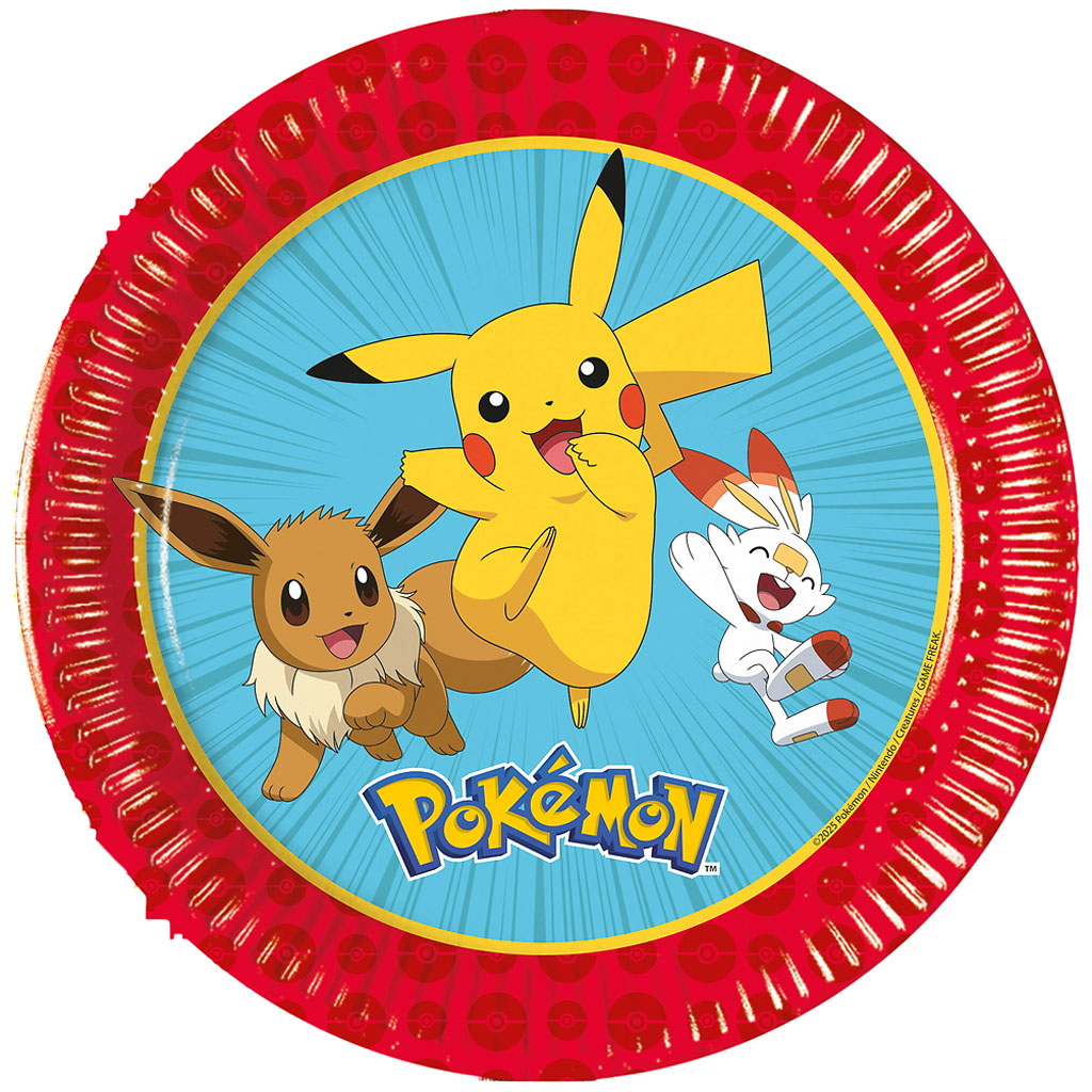 Pokémon 8db-os papírtányér szett 20cm-es kép 1
