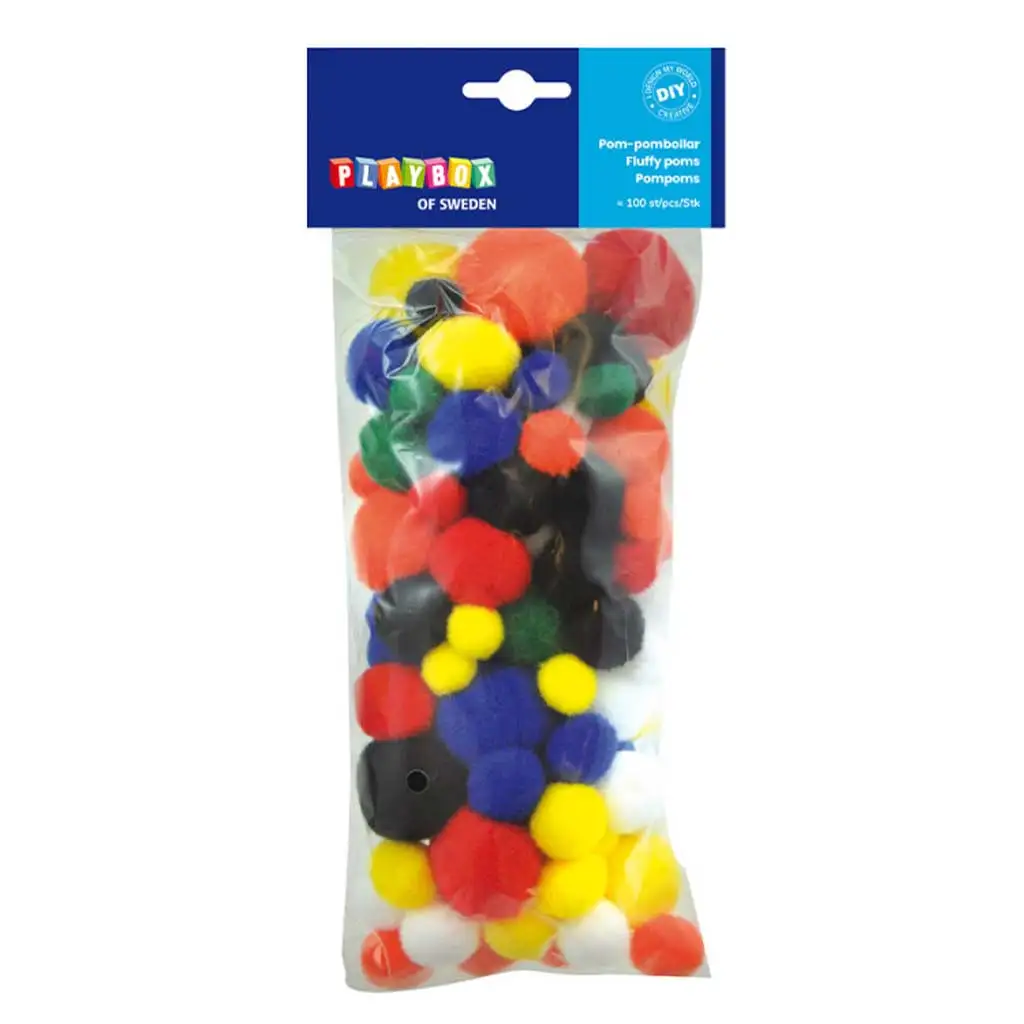 PlayBox: Pompon alapszínekben 100db 15-35mm kép 1