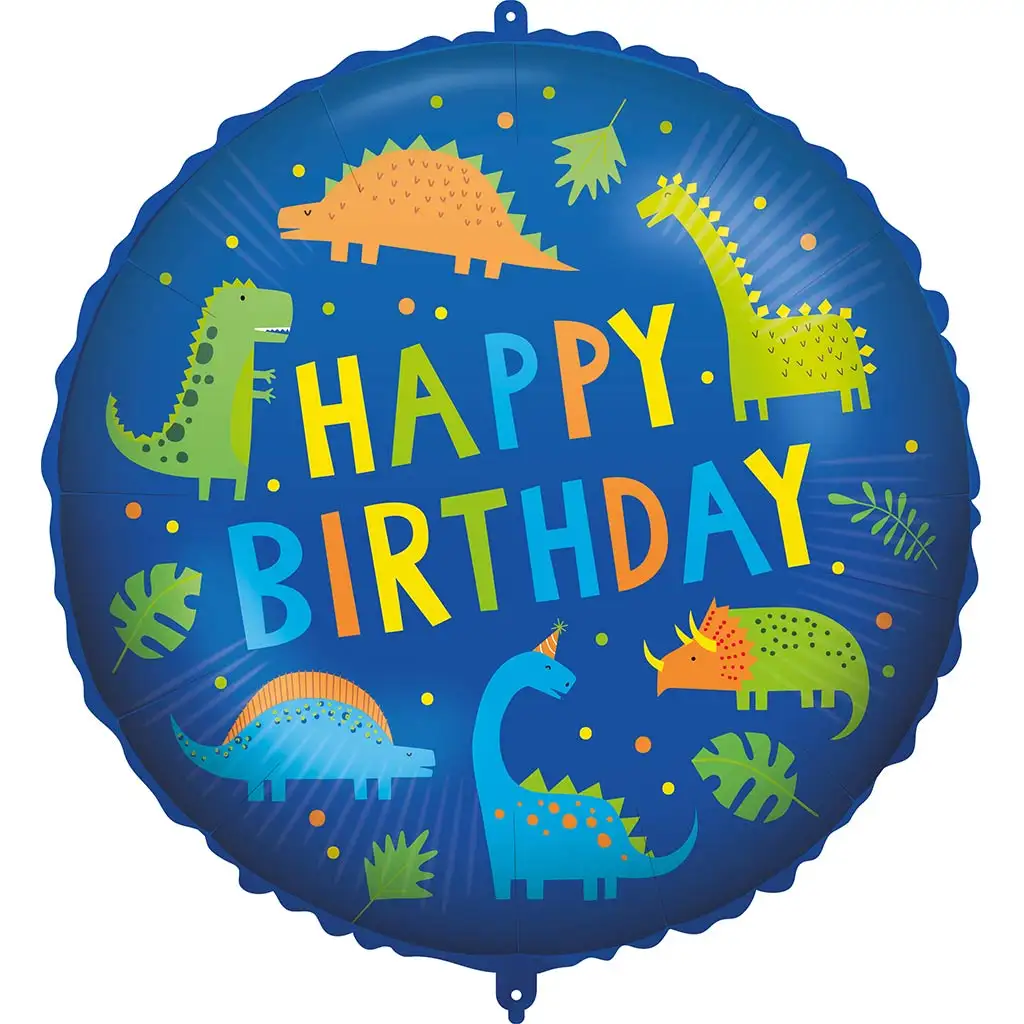 Szülinapi fólia lufi – „Happy Birthday” felirattal, dinoszauruszos mintával 46cm kép 1