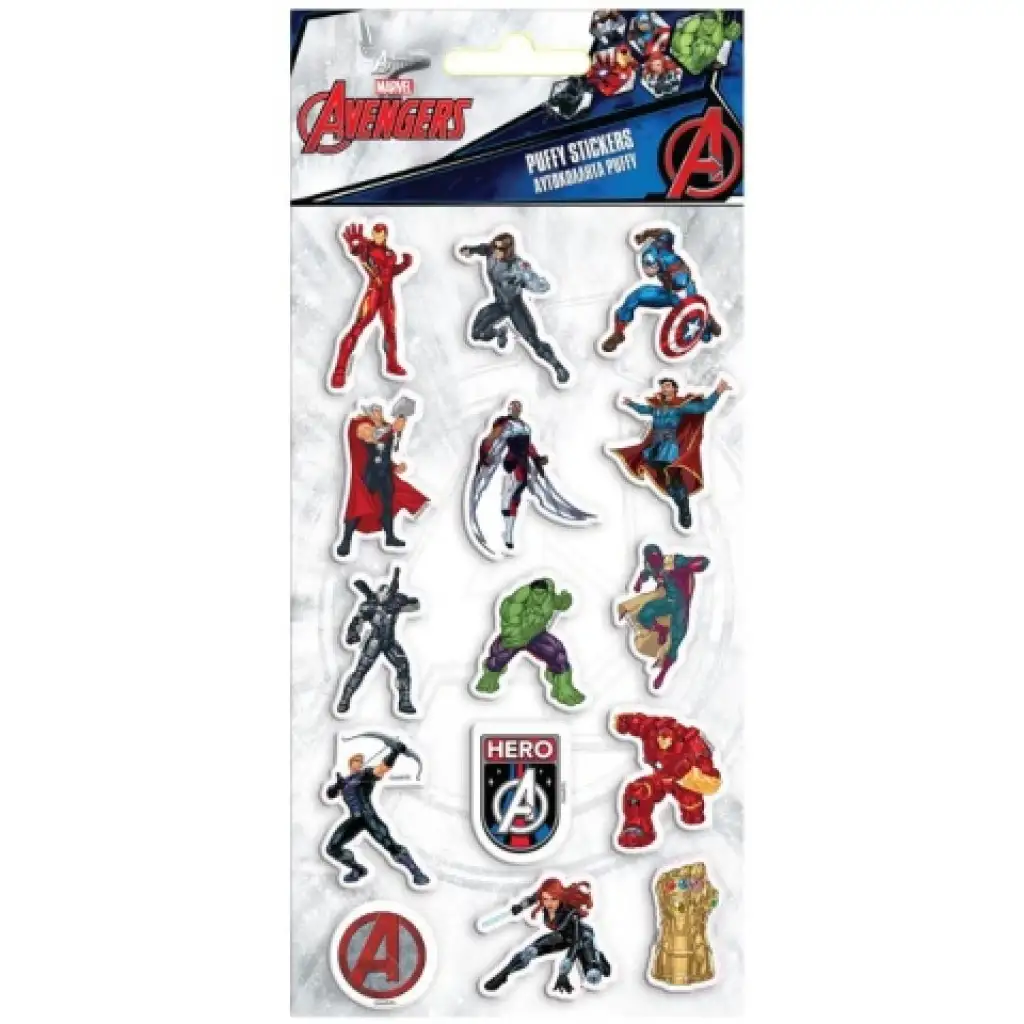 Marvel Bosszúállók 3D pufi matrica szett 10x22cm-es íven kép 1