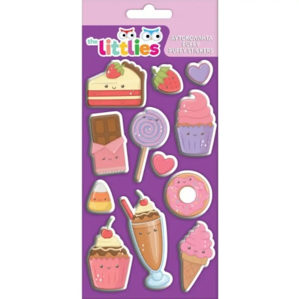 The Littlies: Édességek 3D pufi matrica szett 10x22cm-es íven kép 1