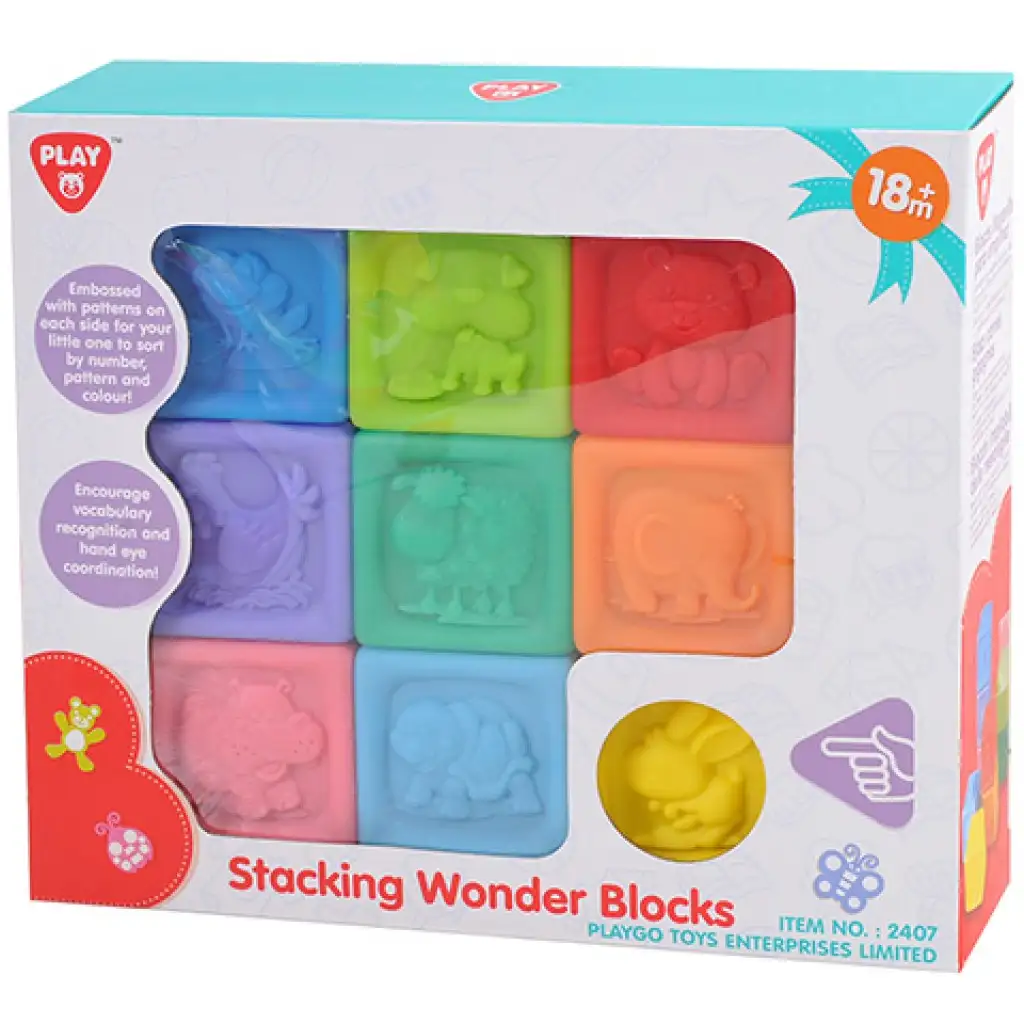 Playgo: Puha szivárvány építőkockák kép 1