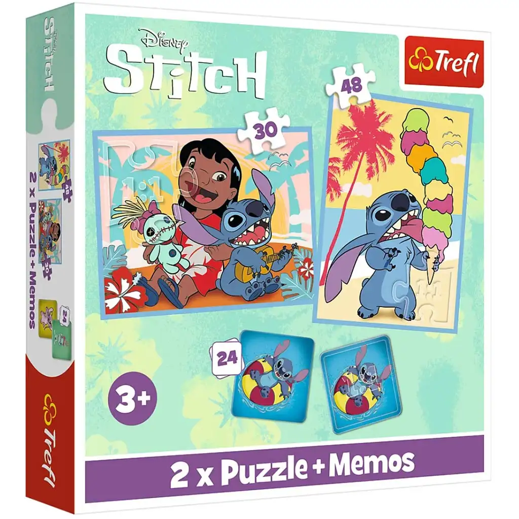 Disney Lilo&Stitch puzzle és memóriakártya 2 az 1-ben szett - Trefl kép 1