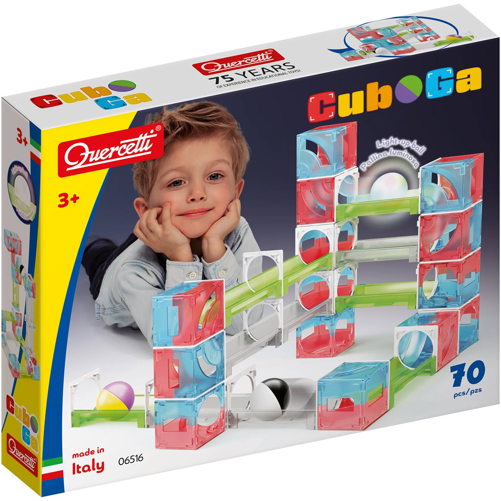 Quercetti: Cuboga 70 db-os golyópálya építőszett kép 1