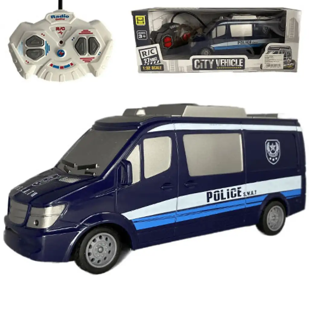 RC Távirányítós SWAT rendőr kisbusz fénnyel 27MHz 1/32-es méretarány 25cm kép 1