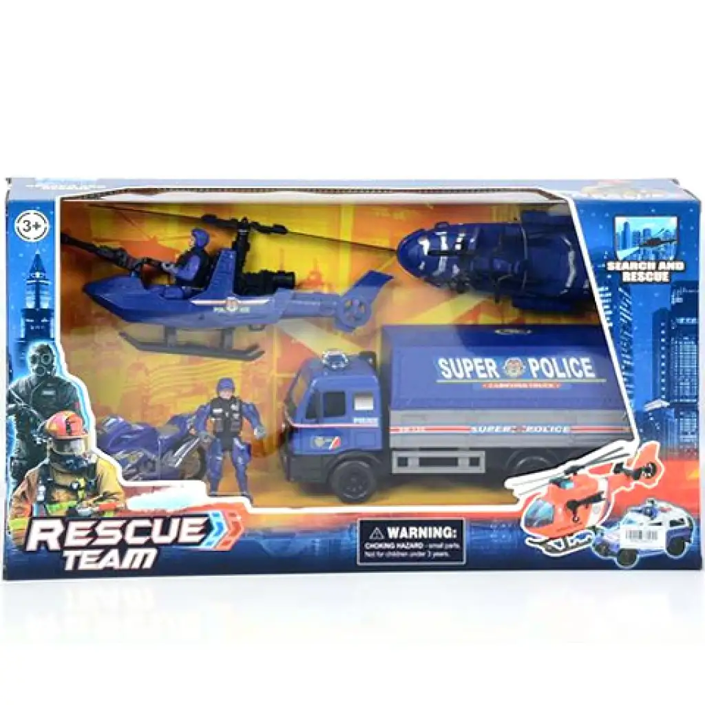 Rescue Team rendőrségi játék szett motorral kép 1