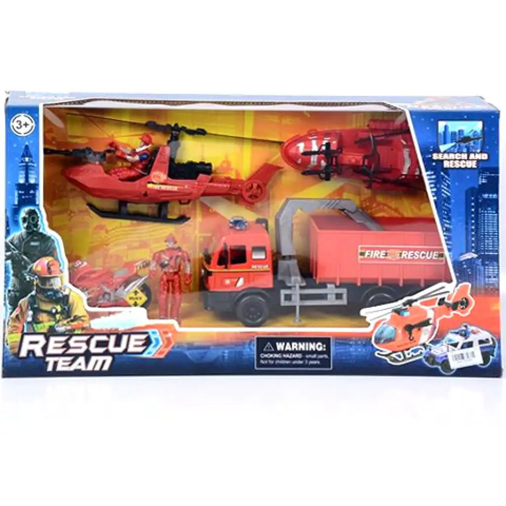Rescue Team tűzoltósági játék szett járművekkel kép 1