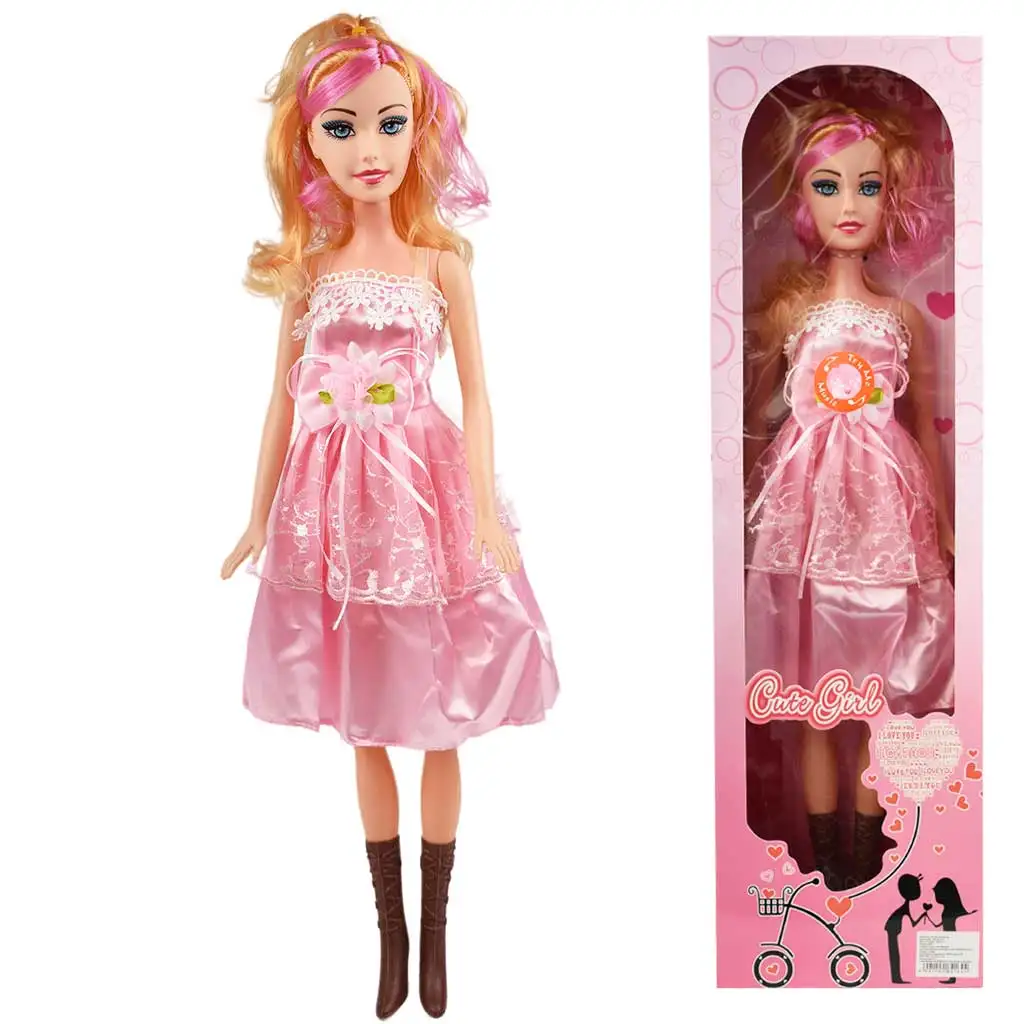 Nicky: Óriás szőke hajú divatbaba pink ruhában hangeffektekkel 56cm kép 1