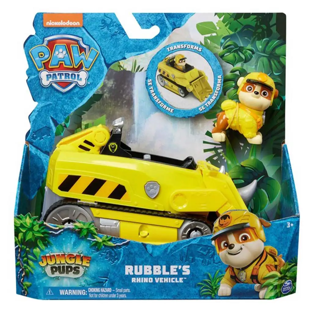 Mancs Őrjárat: Jungle Pups Rubble minifigura orrszarvús járművel - Spin Master kép 1