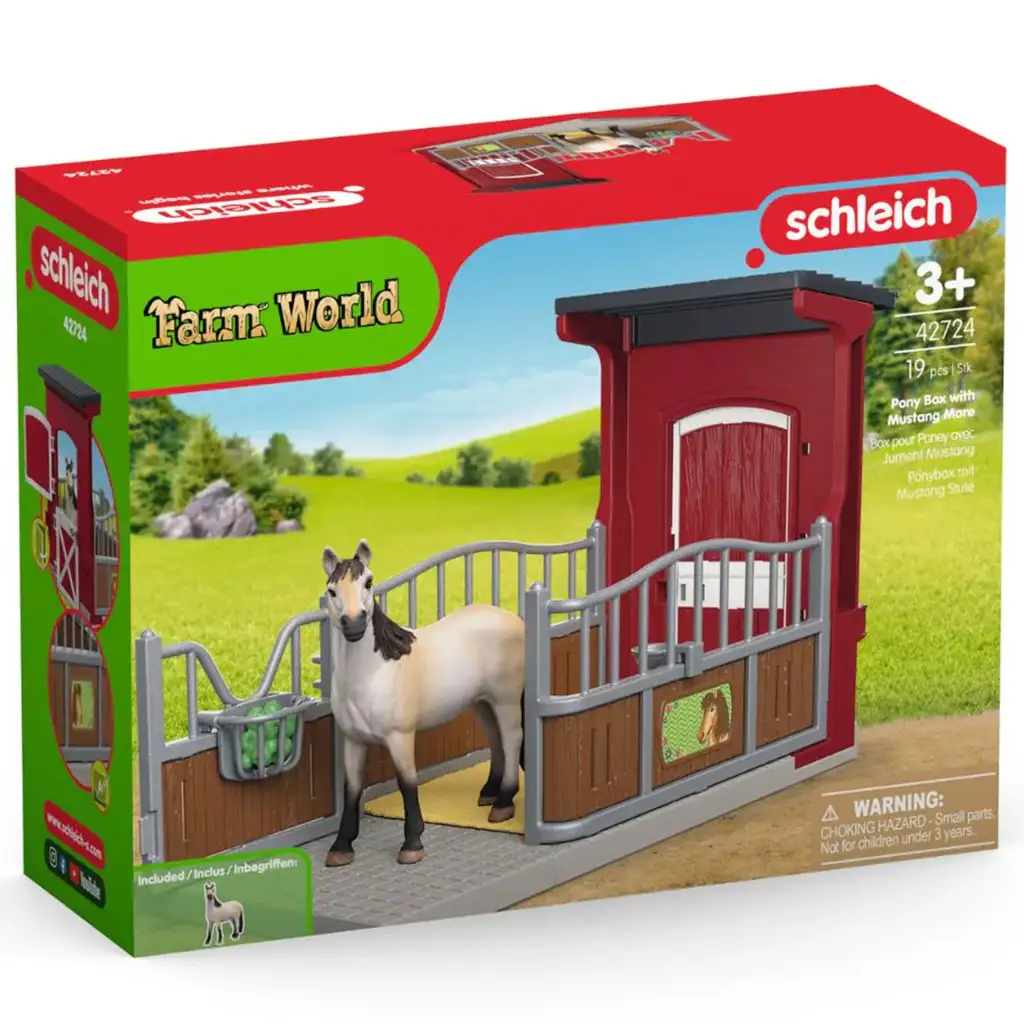 Schleich: Farm World - Istálló box Mustang ló figurával játékszett (42724) kép 1