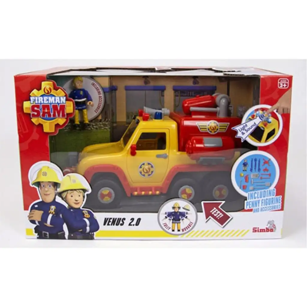 Sam a tűzoltó: Venus 2.0 tűzoltó kocsi fénnyel és hanggal játékszett - Simba Toys kép 1