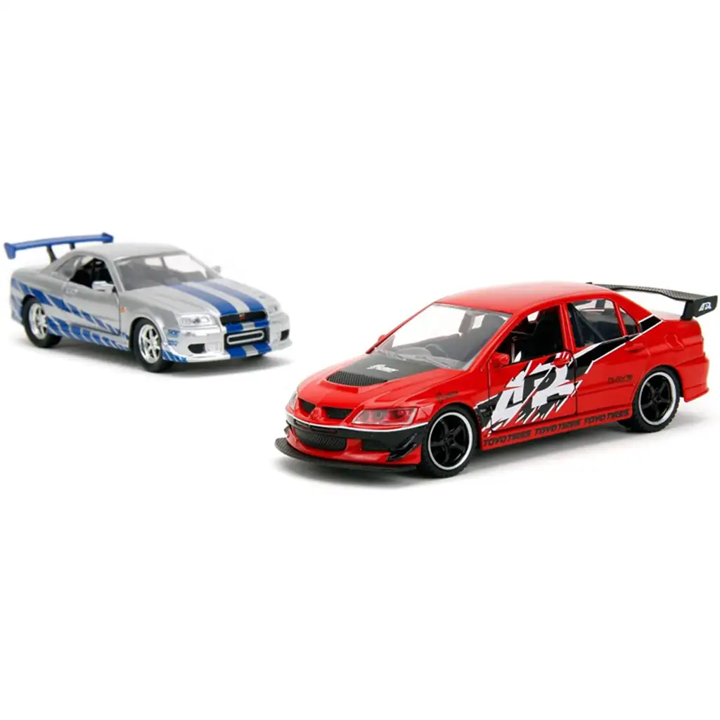 Halálos iramban: Mitsubishi Lancer Evolution IX és Nissan Skyline GT-R (BNR34) 2db-os csomag 1/32 méretarányban - Jada Toys kép 6