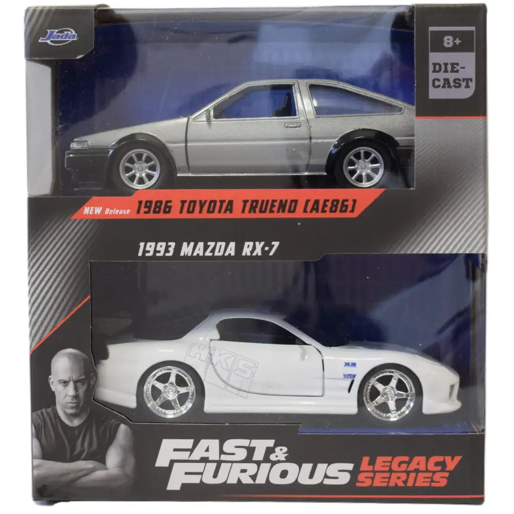 Halálos iramban: 1986 Toyota Trueno AE86 és 1993 Mazda RX-7 autómodell csomag 1/32 - Jada Toys kép 1