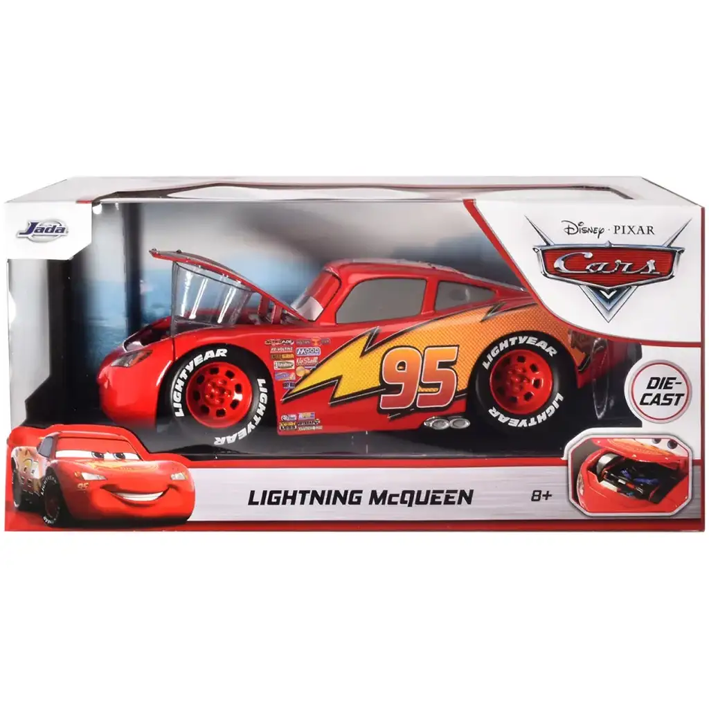 Verdák: Villám McQeen fém autó nyitható motorháztetővel 1/24 méretarányban - Simba Toys kép 1