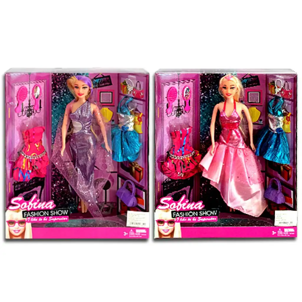 Sofia Fashion Show party ruhás baba extra ruhákkal és kiegészítőkkel 2 változatban kép 1