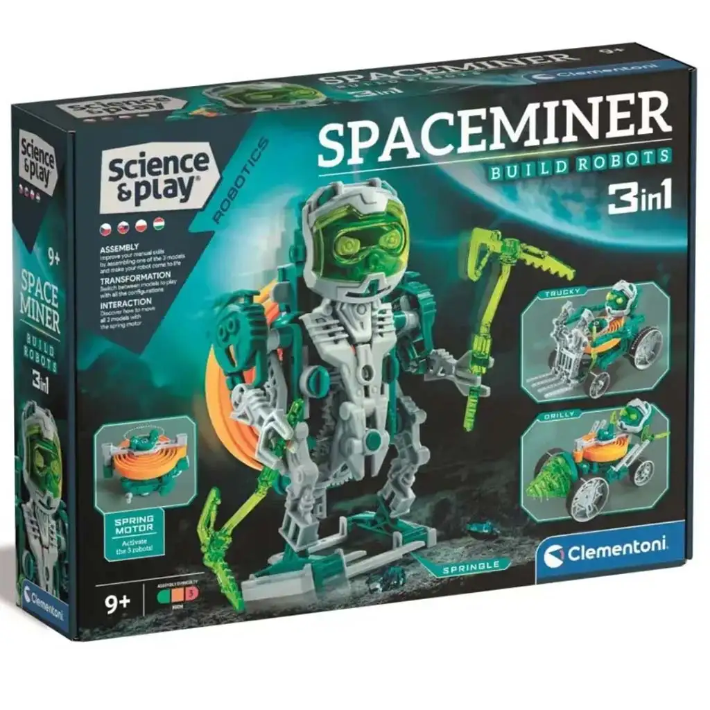 Science & Play: 3 az 1-ben megépíthető űrbányász robot - Clementoni kép 1