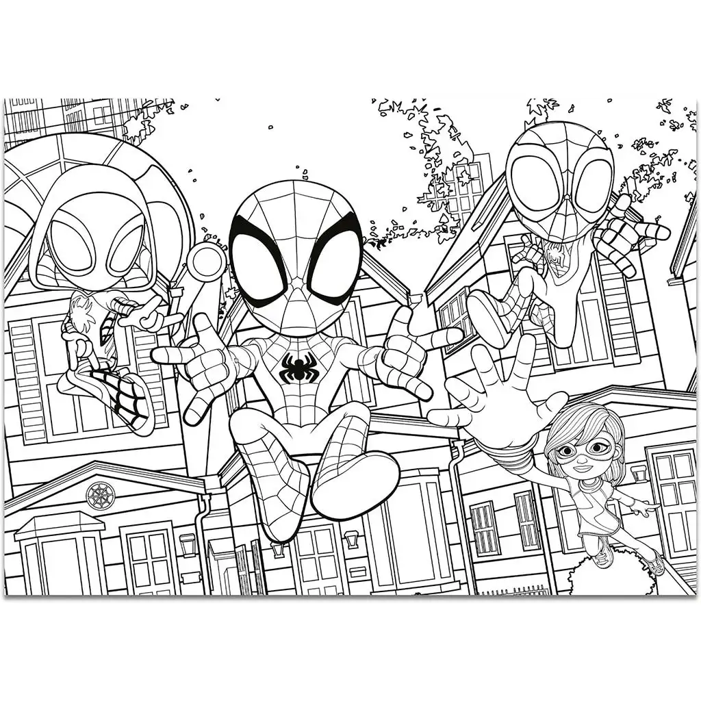 Marvel Spidey 2 az 1-ben maxi 4x48db-os puzzle és színező 35x25cm - Lisciani kép 2