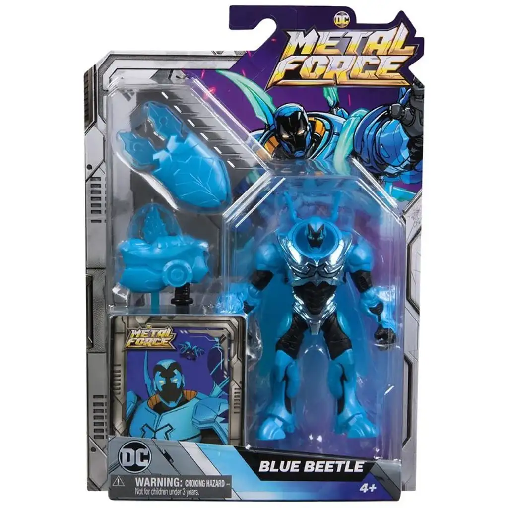 DC Metal Force Blue Beetle játékfigura felszereléssel - Spin Master kép 1