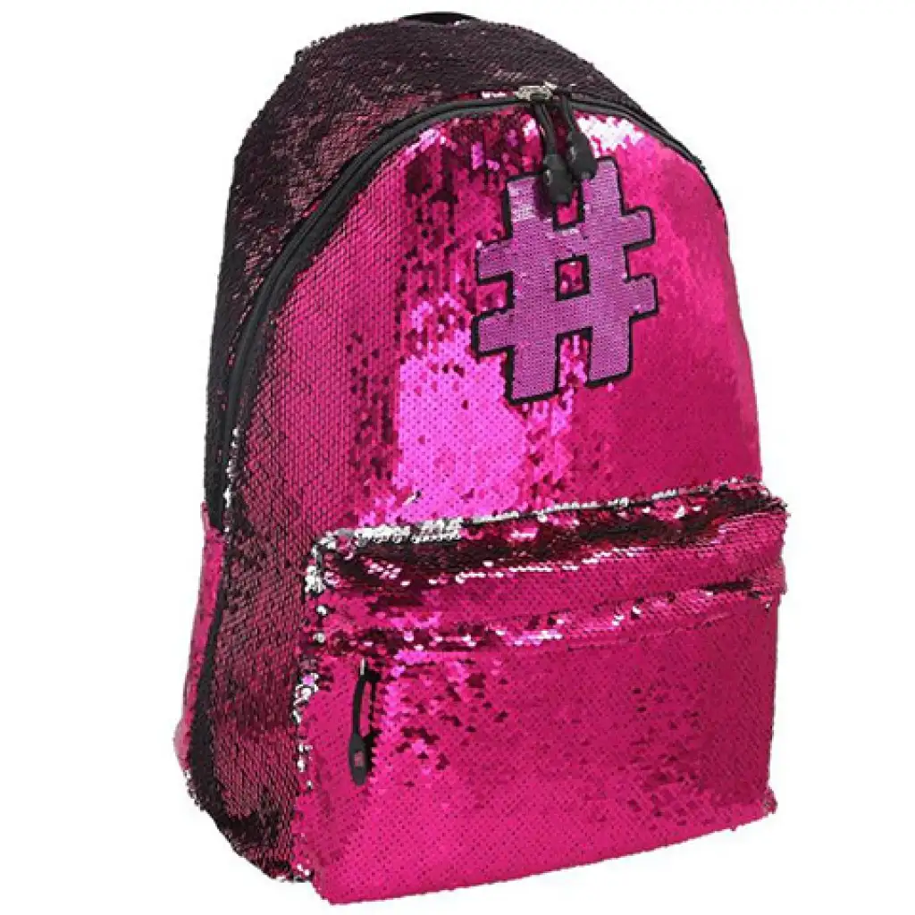 Spirit: Hashtag Pink flitteres iskolatáska, hátizsák rózsaszín színben 41x32x21cm kép 1