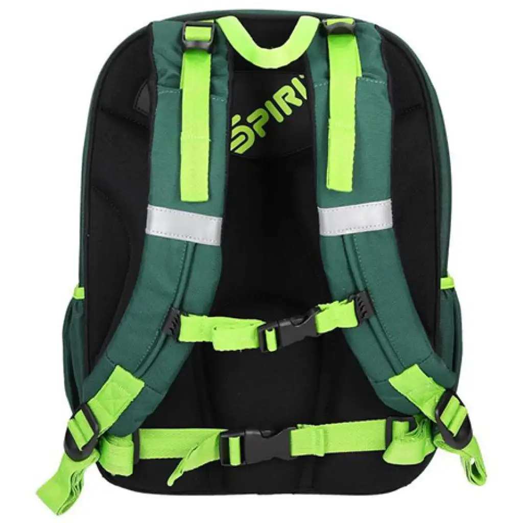 Spirit: Párduc mintás zöld színű lekerekített ergonómikus iskolatáska kép 3