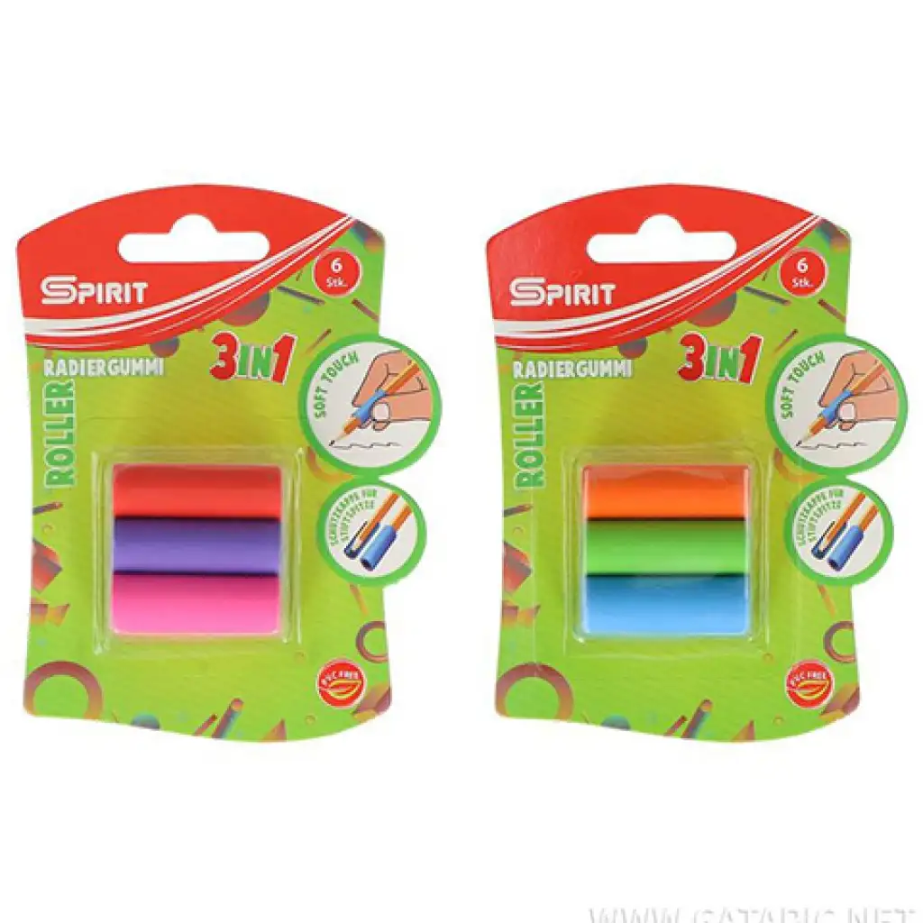 Spirit: Roller 3in1 ceruzamarkolat és radír többféle színben 6db-os szett kép 1