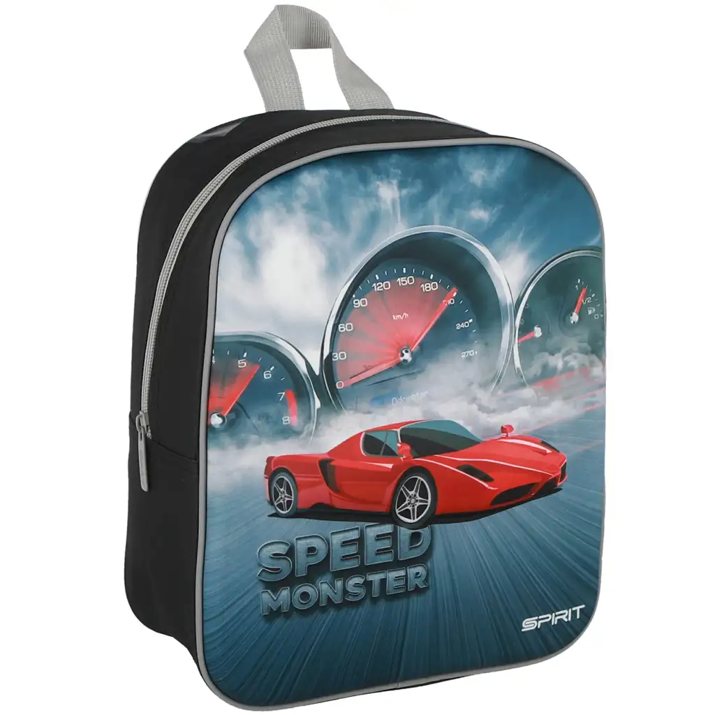 Spirit: Speed Monster piros sportkocsi 3D mintás ovis lekerekített hátizsák 30x25x12cm kép 1