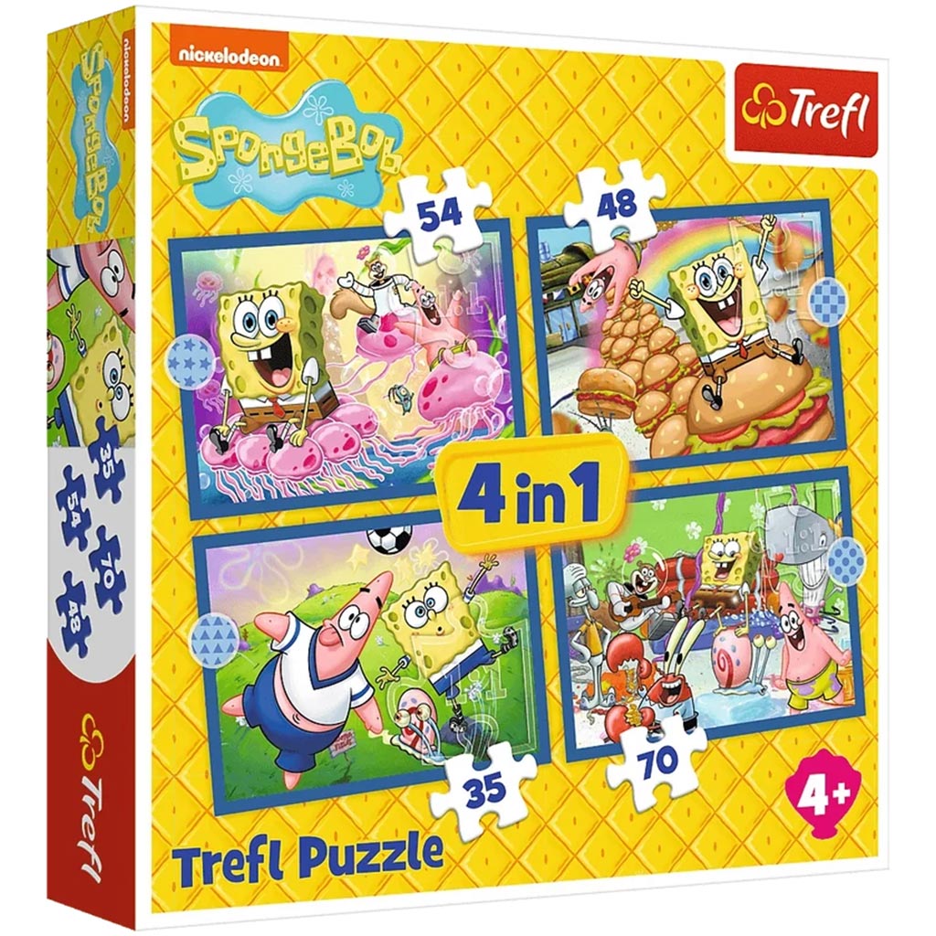Spongyabob 4 az 1-ben 35-48-54-70db-os puzzle - Trefl kép 1