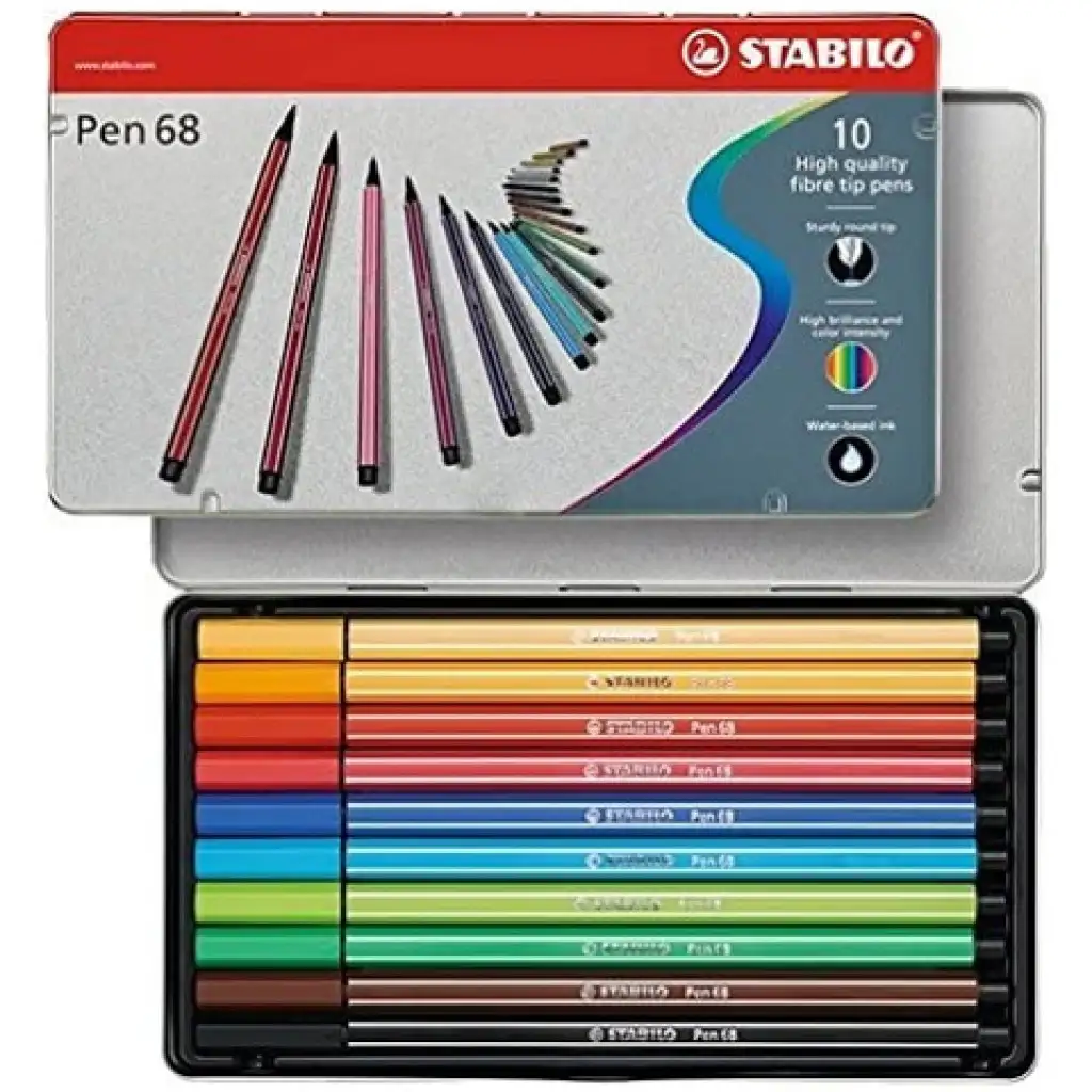 Stabilo: Pen 68 fém dobozos filctoll készlet 10db-os kép 1