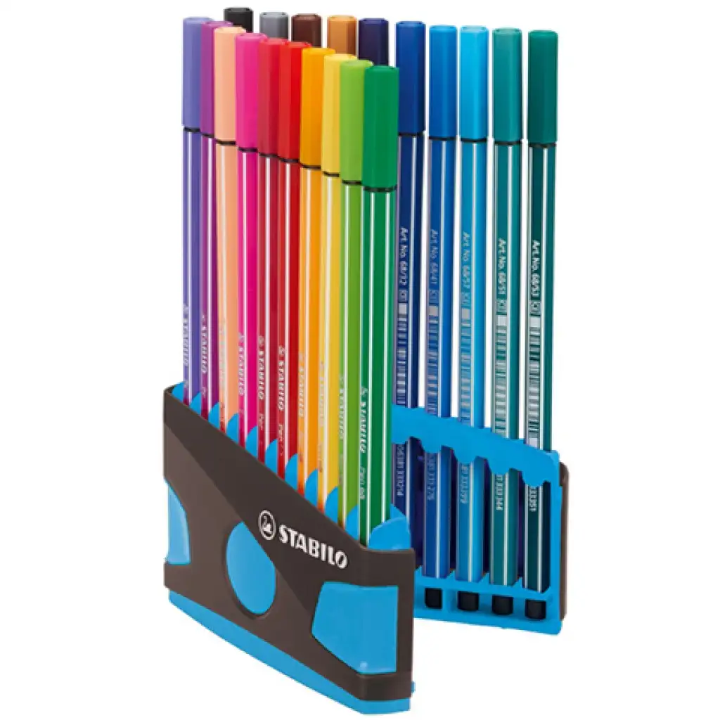 Stabilo: Pen 68 ColorParade rostirón 20db-os szett szétnyitható világoskék tárolóban kép 2
