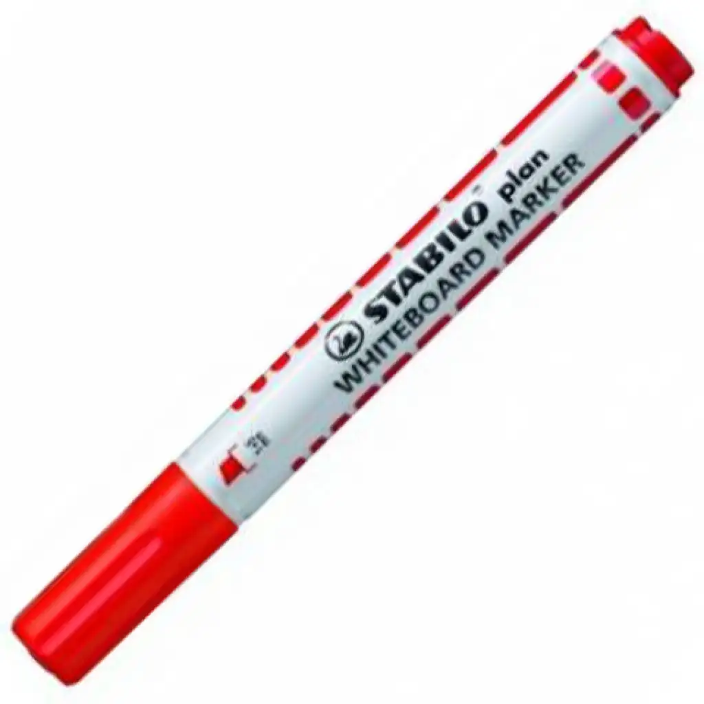 Stabilo: Plan WhiteBoard marker vágott hegyű táblafilc piros színben kép 1