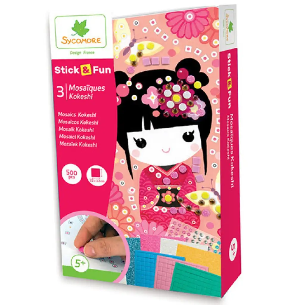 Stick'N Fun mozaikkép készítő készlet - Kokeshi kép 1