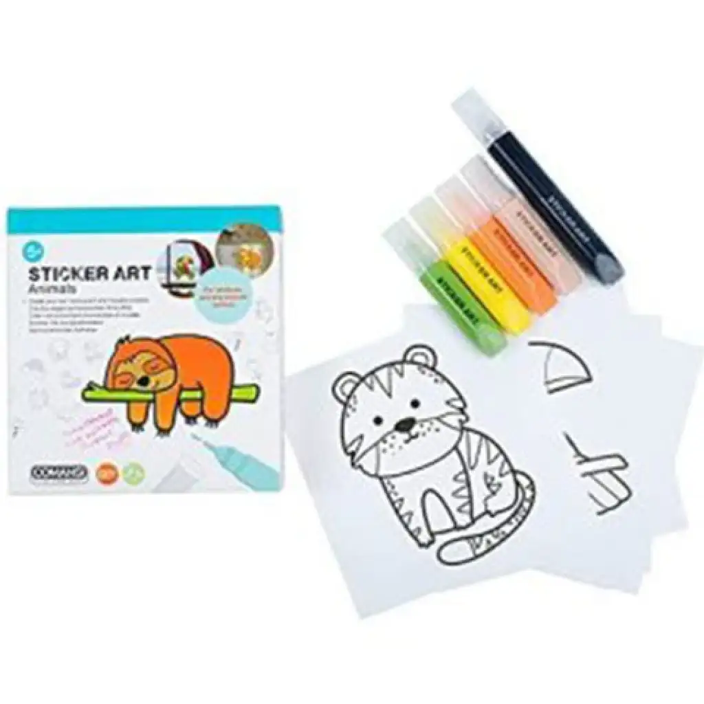 Sticker Art: Állatok színezhető matrica szett - Comansi kép 1