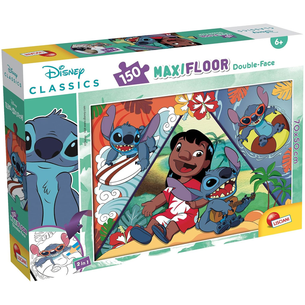 Stitch 2 az 1-ben 150db-os maxi puzzle és színező 70x50cm - Lisciani kép 1