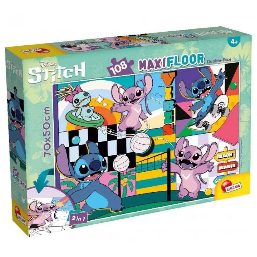 Stitch 2 az 1-ben 108db-os puzzle és színező 70x50cm - Lisciani kép 1