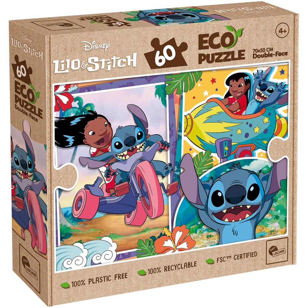 Stitch 2 az 1-ben 60db-os Eco puzzle és színező 70x50cm - Lisciani kép 1